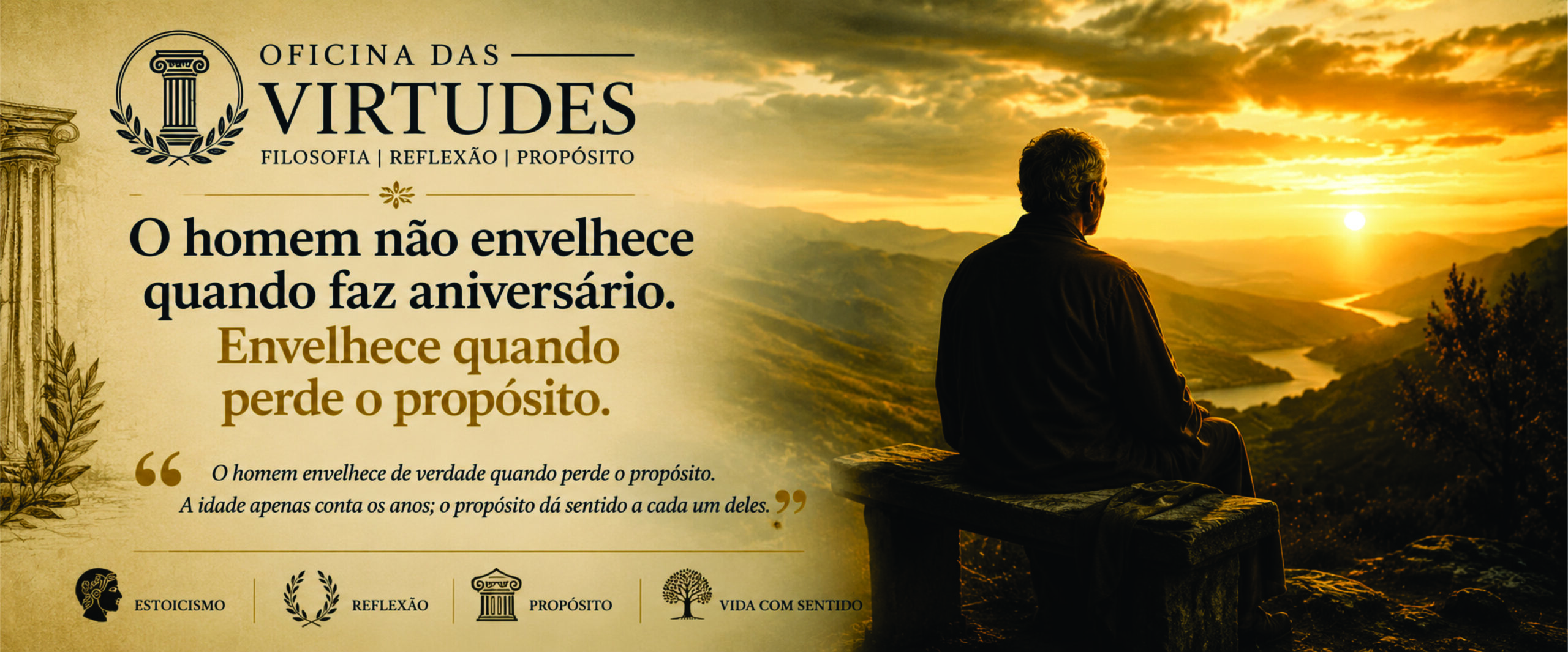 O homem não envelhece quando faz aniversário. Envelhece quando perde o propósito.